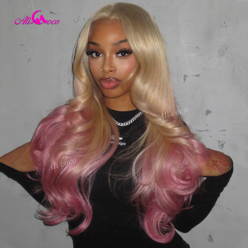 613 Blonde Body Wave Lace Front Wig - 180 Yoğunluklu Makaron Pudrası 613 Sarı