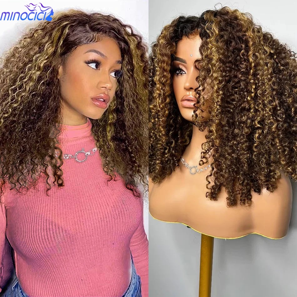 Glueless Wear And Go Human Hair Wig - P4/27 Renkli, Kıvırcık, Kısa Bob Peruk,