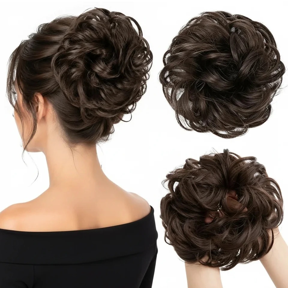 Claw Clip Messy Bun Hair Piece - Şık, Dalgalı ve Hafif Dağınık Topuz