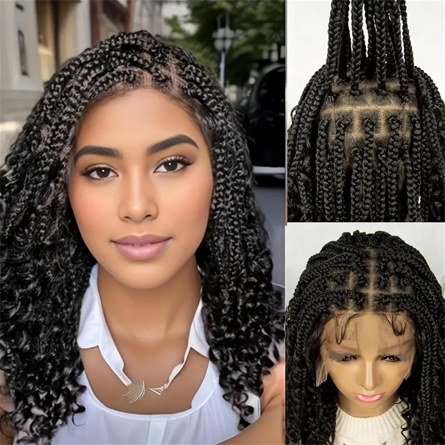 Synthetic Braided Wigs For Black Women - 14/16/18 inç Kısa Düğümsüz Kutu Örgülü