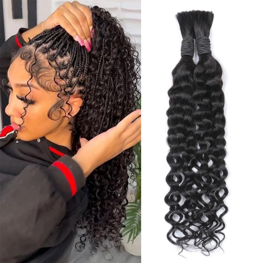 Water Wave Bulk Human Hair For Braiding - Boho Tarzı, Dalgalı İnsan Saçı, Örgü