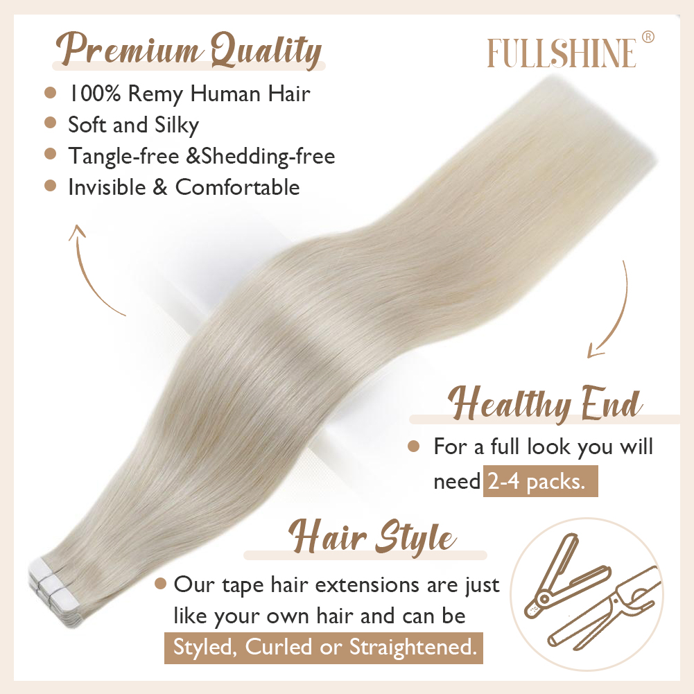 Tam parlaklık bant saç ekleme  - Invisible Tape In Extensions Real Hair incelemesi ve fiyatı