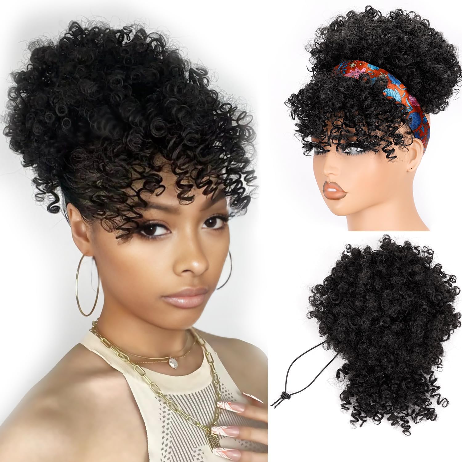 Kısa İpli Atkuyruğu Perçemli A - Drawstring Afro Curly Puff Ponytail incelemesi ve fiyatı